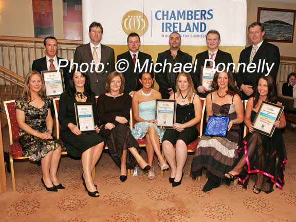 Pictured at the Mayo Business Awards 2006 presentation in Broadhaven Bay Hotel Belmullet front from left: Catherine O'Grady Powers, General manager Asgard Bar and Restaurant; Clodagh McGovern, Eye World (Finalist Customer and Best Retail Premises); Geraldine Noonan, Knockranny House Hotel, (Best Customer Care Tourism); Marian Sheridan and Fidelma Moran, Cosy Joe's, Mayo Pub of the Year; Ann Marie Corcoran Business Growth Award Westport Plaza and Castlecourt Hotel Resort; Joanne McEniff, Westport Woods Hotel and Spa, Environment award; At back: Adrian Noone, Eye World; Joe O'Malley, Cosy Joe's; Aidan Geraghty, Eye World; Liam Quinn, Cosy Joe's; Joe Corcoran, Business Growth Award Westport Plaza and Castlecourt Hotel Resort; Michael Lennon, Westport Woods Hotel and Spa, Environment award;  