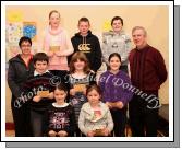 Winners in the Mayo Abbey National School section of the St Colmans (Claremorris) Credit Union Poster Competition, held in the Dalton Inn Hotel, Claremorris, front from left: Category A : Aoife Brennan, 1st; Jennifer Ruane, 2nd; Middle Row:  Category B:, Sylvester Ruane 1st; Niamh Mannion, 2nd; Jessica Scahill, 3rd; At back Category C: Martha Solan, 1st; Alan Walsh, 2nd and James Gilmore, 3rd ; Included in photo are Sinead Scahill, Chairperson Parents Association and Seamus Connaughton, Claremorris Credit Union. Photo Michael Donnelly 