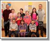 Winners in the Gortskehy National School section of the St Colmans (Claremorris) Credit Union Poster Competition, held in the Dalton Inn Hotel, Claremorris, front from left: Category A- Jamie Hession, 1st; Lorna Hession, 2nd; Adam Jepsen, 3rd; middle row Category B: Nicola Hession 1st; Mollie Higgins, 2nd; Amy Frizzell (missing), 3rd;  At back Category C: Ellen Higgins, 1st; Lee Burns, 2nd; Antonia Burns, 3rd; included in photo Seamus Conaughton, Claremorris Credit Union and Padraig Beirne, (teacher). Photo Michael Donnelly 