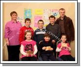 Winners in the Facefield National School section of the St Colmans (Claremorris) Credit Union Poster Competition held in the Dalton Inn Hotel, Claremorris, front from left: Category A: Sarah Commons, 1st; James Finn, 2nd; Aisling Commons, 3rd; At back Category C: Brian Murphy, 1st; Ray O'Donnell, 2nd and Damien Murphy, 3rd ; Included in photo are and Martina Gormley, Education Committee Claremorris Credit Union, and Noel Commons )teacher).  Missing were Category B winners - Sean Joyce 1st; Conor Jordan, 2nd; and Jason Henry, 3rd. Photo Michael Donnelly 
