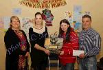 Shania McDonagh, Mount St Michael, Claremorris, Overall winner of the St Colman's (Claremorris) Credit Union Poster Competition 2010 is presented with the Gerry Rynne Memorial Trophy by Gerry's grandaughter Laura Hanley, while John Timothy, Claremorris Credit Union presents her with the prizemoney, on left is Yvonne McDonagh, Shania's mother. Photo: © Michael Donnelly