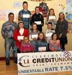 Winners of the Irishtown NS section of the St Colman's (Claremorris) Credit Union Poster Competition 2010, front from left Category A- Rosanna Raftery, 1st; Abbiegayle Ronayne, 2nd; and Lorna Burke, 3rd; Middle row Category B: Shauna Ryan, 2nd and Jason Huane, 3rd; At back, John Timothy, Claremorris Credit Union;  Evan Ronane, 1st; Daniel Huane, 2nd, Ciara Clarke, 3rd and Ann Clarke (teacher). Photo:Michael Donnelly