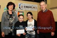 Lisa Henry and Shawna Fahy were winners in the Convent  Girls NS  Claremorris section of the Claremorris Credit Union Poster competition 2011 pictured with Teresa Nally (teacher), and Seamus Connaughton, Claremorris Credit Union. Photo: © Michael Donnelly Photography