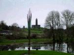 View of Turlough Round Tower from the grounds of the Museum of Country Life