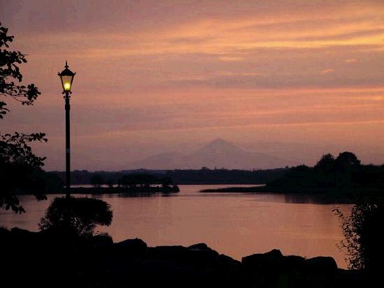 At sunset in Castlebar showing Lough Lannagh and Croagh Patrick in the distance.