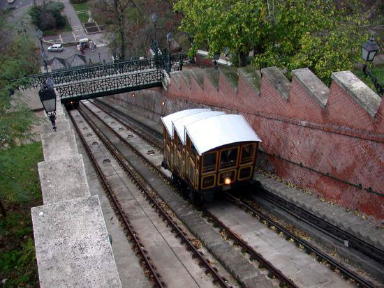 The trip costs 600 Forints going up and 500 Forints coming back down! It leads to the Buda Castle and the old cobbled area of Buda.