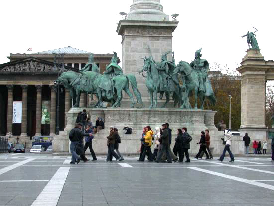 Statues of the Magyar Tribes that settled the plains of Hungary