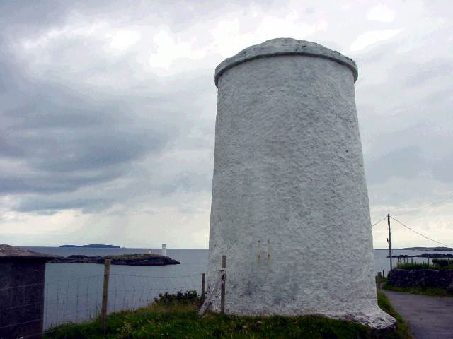 White towers mark the harbour entrance.