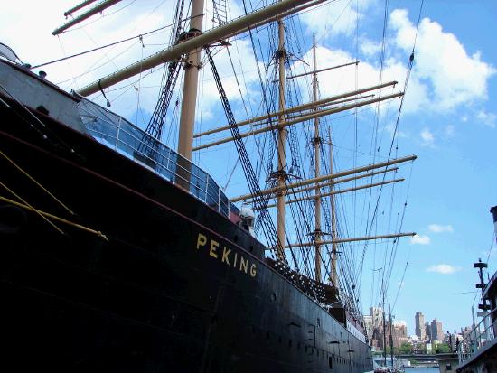 Sailing ship Peking at Southport with Brooklyn in the background