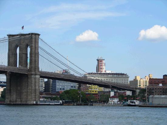 The Brooklyn Bridge - heading to Brooklyn from the lower end of Manhattan