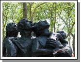 A statue in Battery Park representing immigrants to the USA.