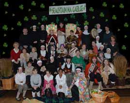 Prize-winning pupils from Scoil Naomh Aingeal, Castlebar, at Coirm Gael Linn 2008. Click photo for details from Tom Campbell.